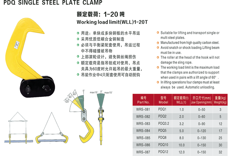 PDQ系列单板钢板吊钳